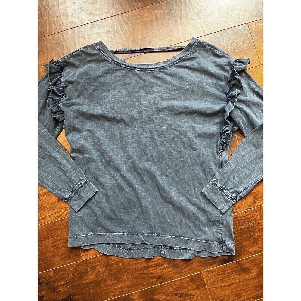Womens Pilcro Long Sleeve Casul Shirt V-Back Blue Sz Small